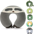 Kids Travel Neck Pillow for Ages 3-8, Memory Foam, Removable Cover, Sloth | Machine washable, 13 in neck size, hidden zipper, 360-degree head and chin support, car seat and airplane use by NiuniuDaddy