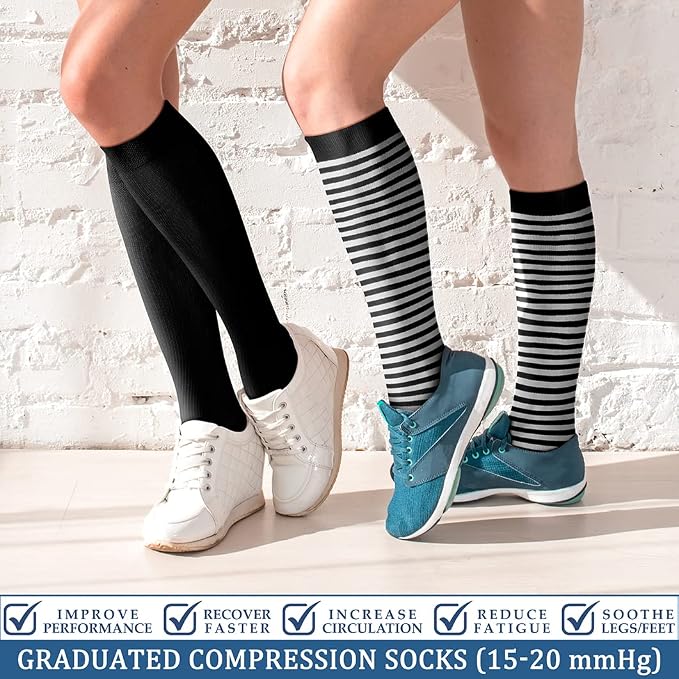 FEYHAY Copper Compression Socks (3 Pairs) 15-20 mmHg Circulation is Best Athletic & Daily for Men & Women, Running, Climbing - Image 2