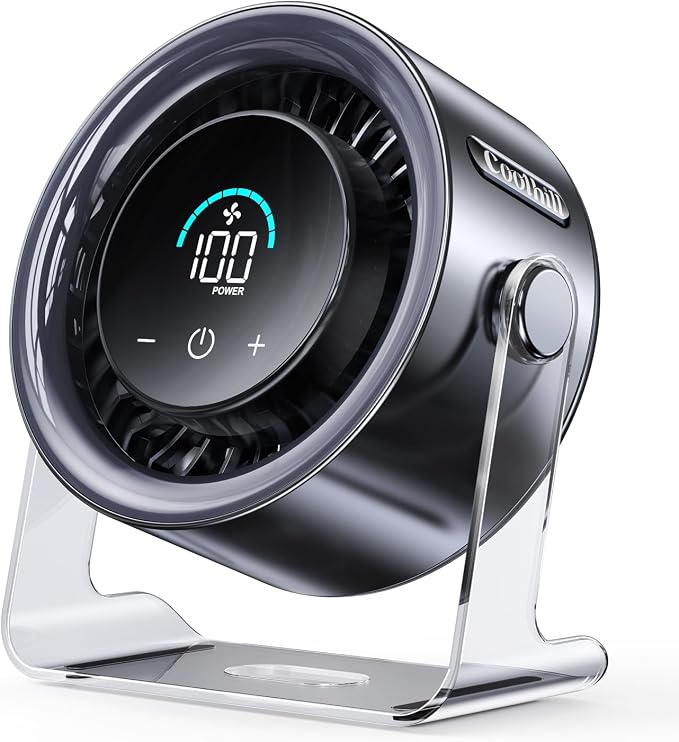 USB Desk Fan for Bedroom: 100 Speeds Digital Display Quiet Portable Fan with Turbo Airflow, 120° Rotating Small Rechargeable Battery Desktop & Wall-Mounted Fans for Bedroom Home Office (Black) by StayCoolontheGo