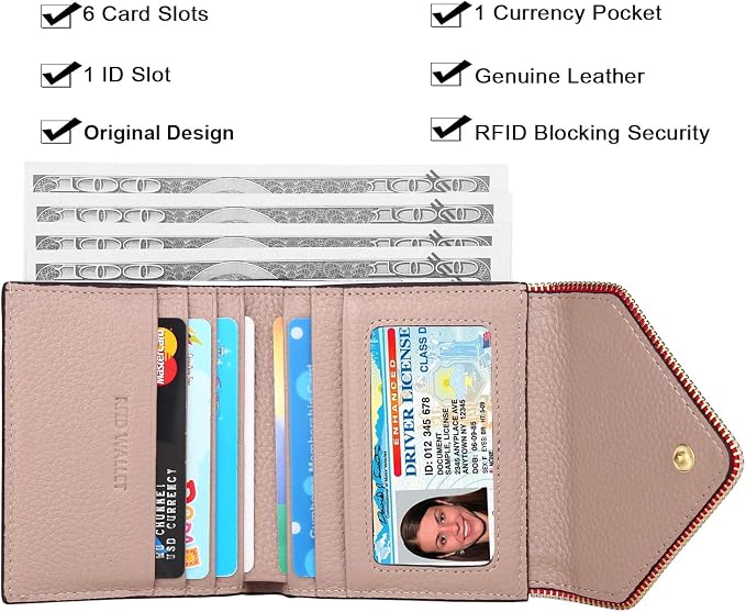 Ultra Thin Small Compact Leather Womens Girls Wallets RFID Blocking Credit Card Holder for Women - Image 2