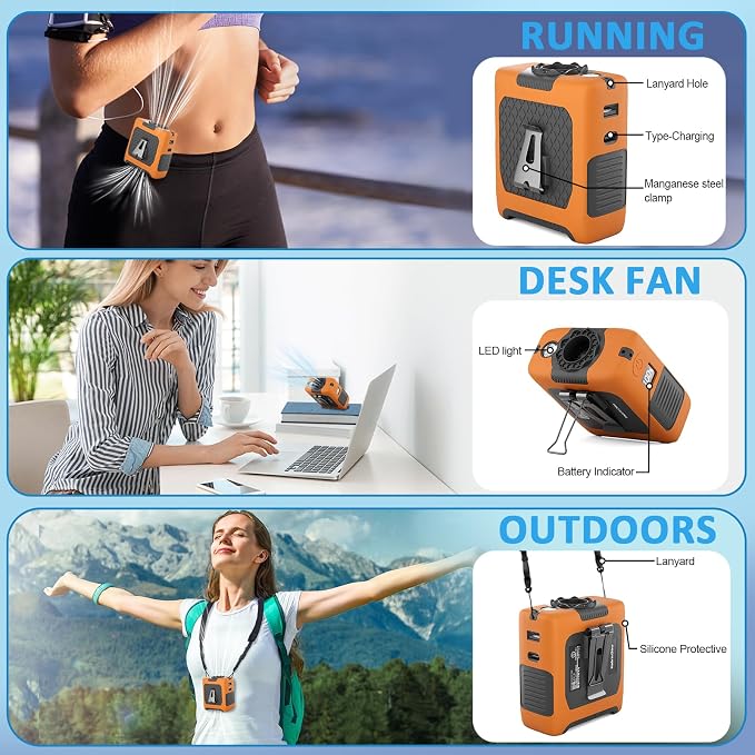 FANSYJKJ Portable Waist Fan | Cooling Body, Clip Belt Shirt, For Outdoor - Image 3