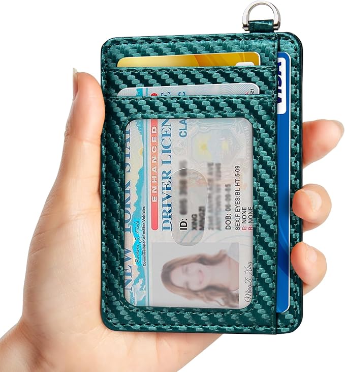 Slim Minimalist Front Pocket Wallet, RFID Blocking Credit Card Holder Wallet with Detachable D-Shackle for Men Women - Image 2