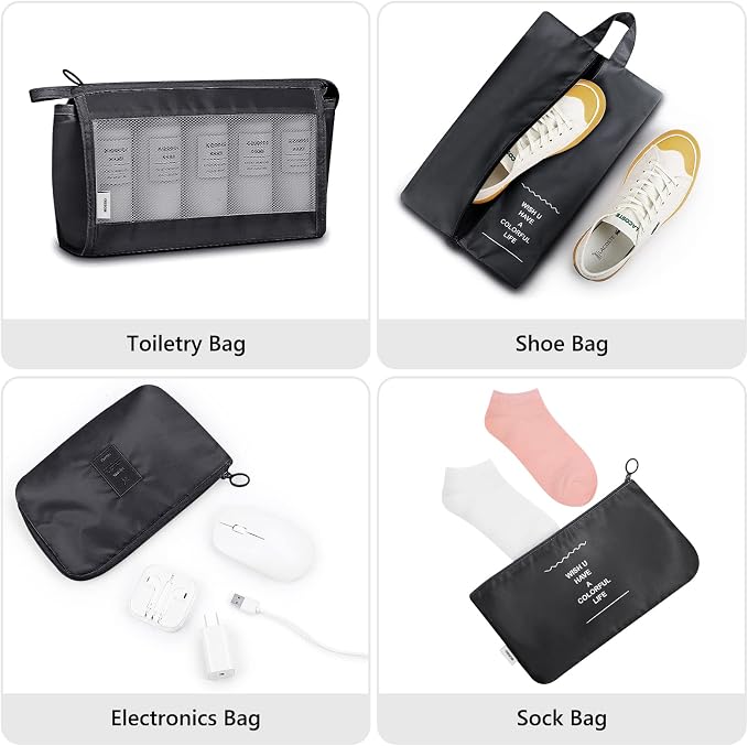 Mossio 9 Set Packing Cubes with Shoe Bag & Electronics Bag - Luggage Organizers Suitcase Travel Accessories - Image 5