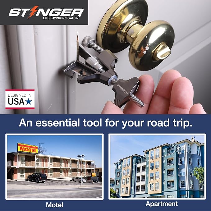 Stinger USA Metal Portable Travel Door Stopper Security Lock for Hotel&Home | Glass Breaker,Seatbelt Cutter,Ideal Travel Safety Lock for Women and Families - Image 5