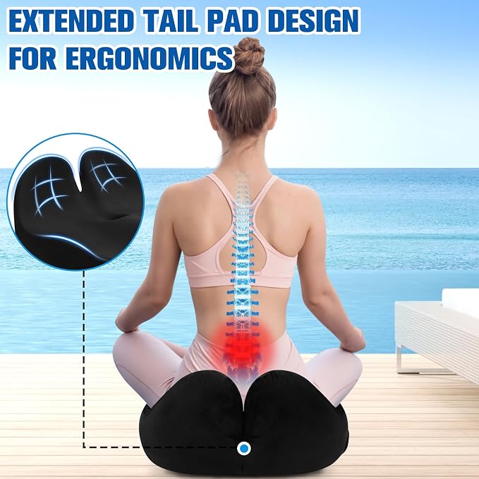 Seat Cushion, Chair Cushions, Memory Foam Office Chair Cushion | Hip & Sciatica & Tailbone Pain Relief, Long Sitting Comfort for Office Chairs/Desk Seats/Wheelchair (Large, Black) - Image 4