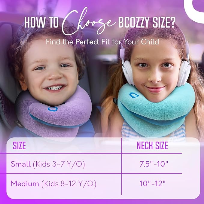 BCOZZY Kids Travel Neck Pillow (3-7 Y/O)- Patented Soft Toddler Pillow for Head & Chin Support in Car Seat, Airplane, and Road Trip Sleeping. Adjustable Size. Fully Washable. Carry Bag. Small, Pink - Image 5