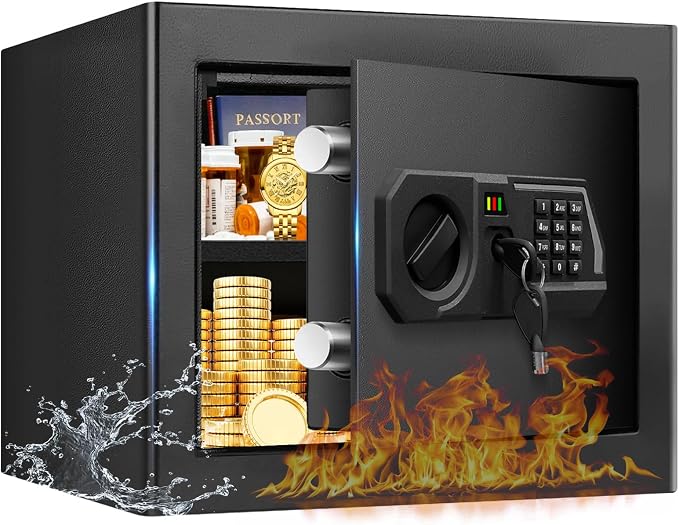1.3 Cub Small Safes for Home Use Fire and Water Proof, Digital Security Fireproof Safe Box with Combination Lock, Smart Alarm System and Removable Shelf, Fire Safe for Home Documents Valuables by Unknown