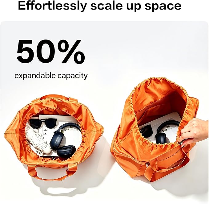 EKOROMIER Dual-Handle Expandable Tote Bag,Ultra-Lightweight Travel Bag | Expandable 30L-50L waterproof handbags & wear-resistant shopper. Perfect weekender, carry on, gym or beach bag. - Image 6