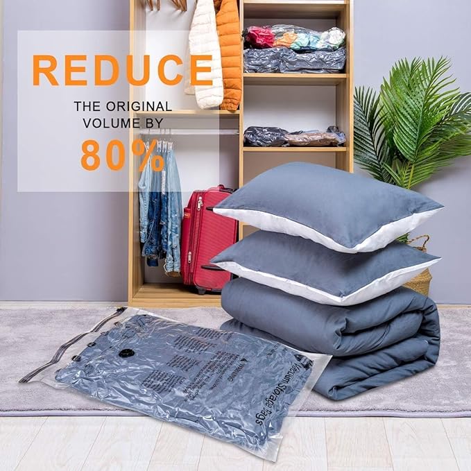 GONGSHI Vacuum Seal Bags for Clothing Travel & Home Storage, Travel Vacuum Bags with Electric Pump,Space Saver for Blankets, Comforters, Pillows, Clothes,10 Small - Image 7