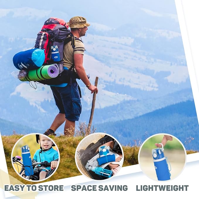 Collapsible Silicone Water Bottles-750ML,Medical Grade,BPA Free Travel Water Bottle Can Roll Up,26oz,Leak Proof Foldable Sports & Outdoor Water Bottles - Image 3