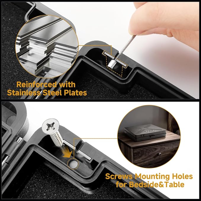 Gun Safe Alternative,Portable Gun Case Handgun Lock Box Quick Access Pistol Safe Small Handgun Storage with TSA Padlock,Instant Access Gun Box for Bedside and Car - Image 8