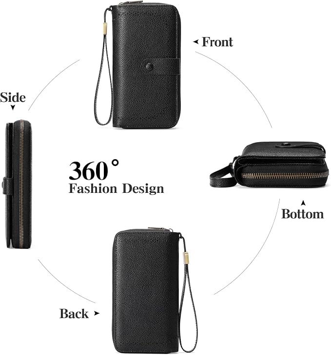 GAEKEAO Leather Credit Card Holder Wallet for Women RFID Blocking Large Capacity Bifold Zipper Card Case Organizer with Wristlet 45 Slots - Image 4
