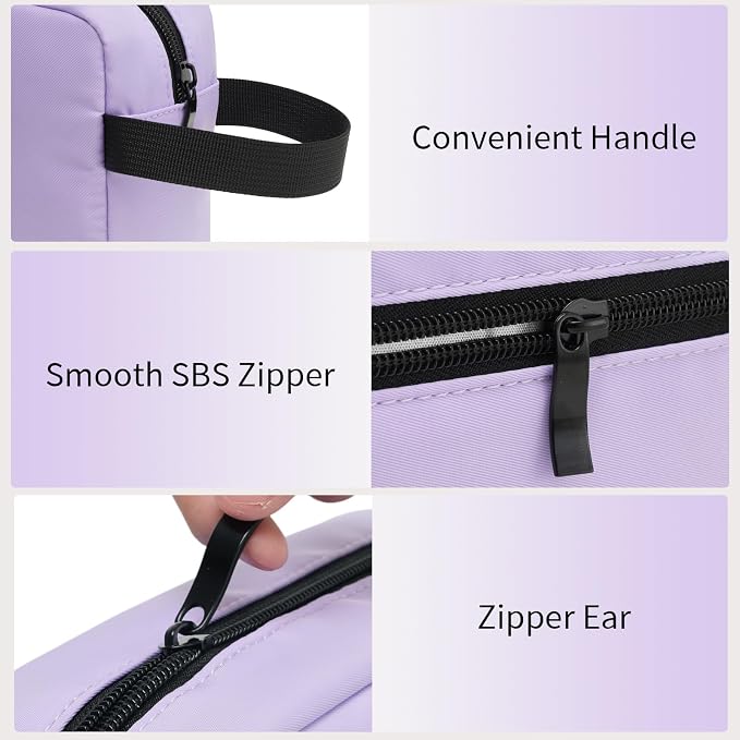 Travel Toiletry Bag for Men & Women, Hanging Cosmetic Organizer | Water-Resistant Fabric, Sturdy Handle, Lightweight Dopp Kit – Bathroom Toiletries, Makeup, Shaving, Grooming & Accessories - Image 6