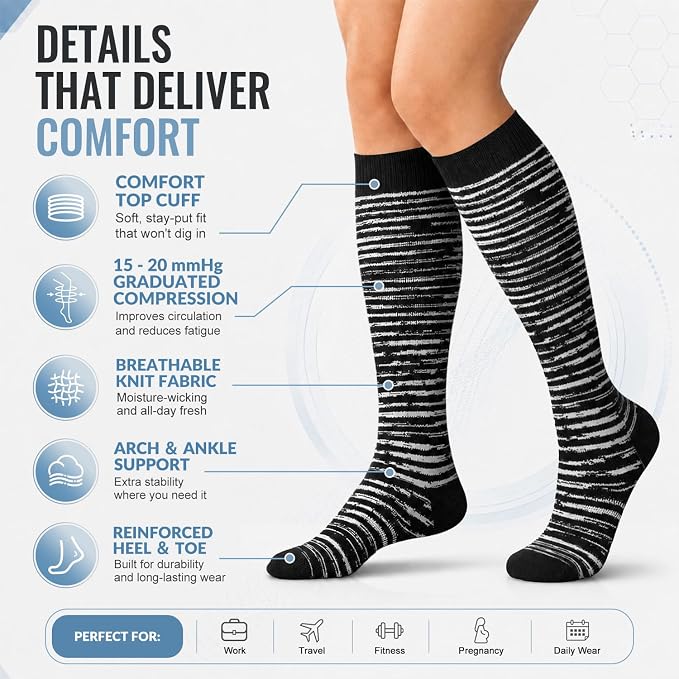 Copper Compression Socks for Women & Men (6 pairs) - Best Support for Nurses, Running, Hiking, Recovery - Image 6