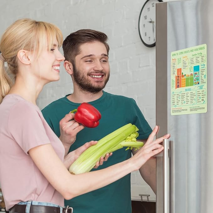 Produce Storage Guide Magnet - Fruit & Vegetable Fridge Chart, Stay Fresh | Keep produce fresh longer - know what's ripe for farmers-market trips and waste less on every grocery run - Image 8