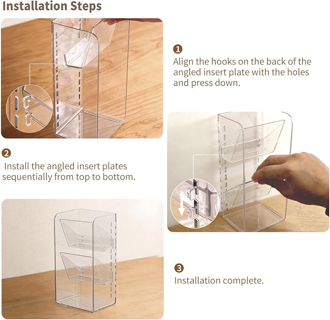PAVSTINE Medicine Cabinet Organizer with Adjustable Dividers, Clear Open Storage Compartment, Space-Saving Makeup Brush Holder for Bathroom, Wall Cabinet, Vanity Countertop (2-Tier Full Slant) - Image 7