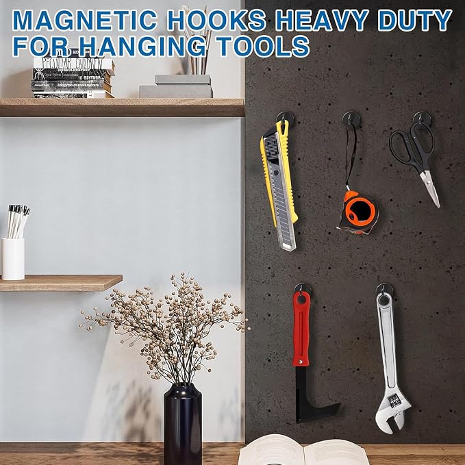 LOVIMAG Magnetic Hooks, Cruise Essentials 2026, 12 Pack-50LBS | Heavy Duty Strong Magnet Hook for Cruise Cabin, Refrigerator Fridge, Ship, Classroom, Kitchen Grills, Black - Image 6
