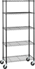 Amazon Basics 5-Shelf Heavy Duty Garage Shelving Storage Rack with 4" Wheel Casters, Adjustable Metal Wire Organizer, 300 lbs Per Shelf, 30" x 14" x 64.75", Black by AmazonBasics