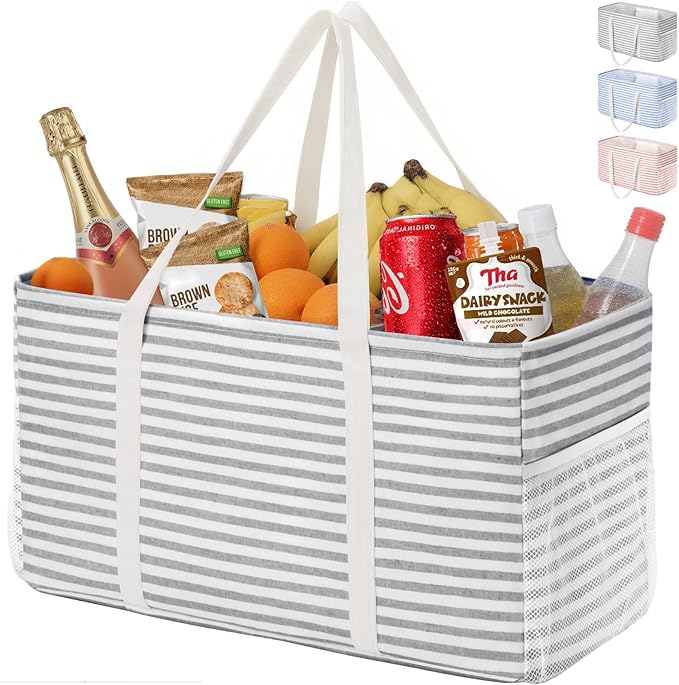 Lifewit Extra Large Tote Bag, Reusable Grocery Bags with Metal Wire Frame and Handles by Lifewit