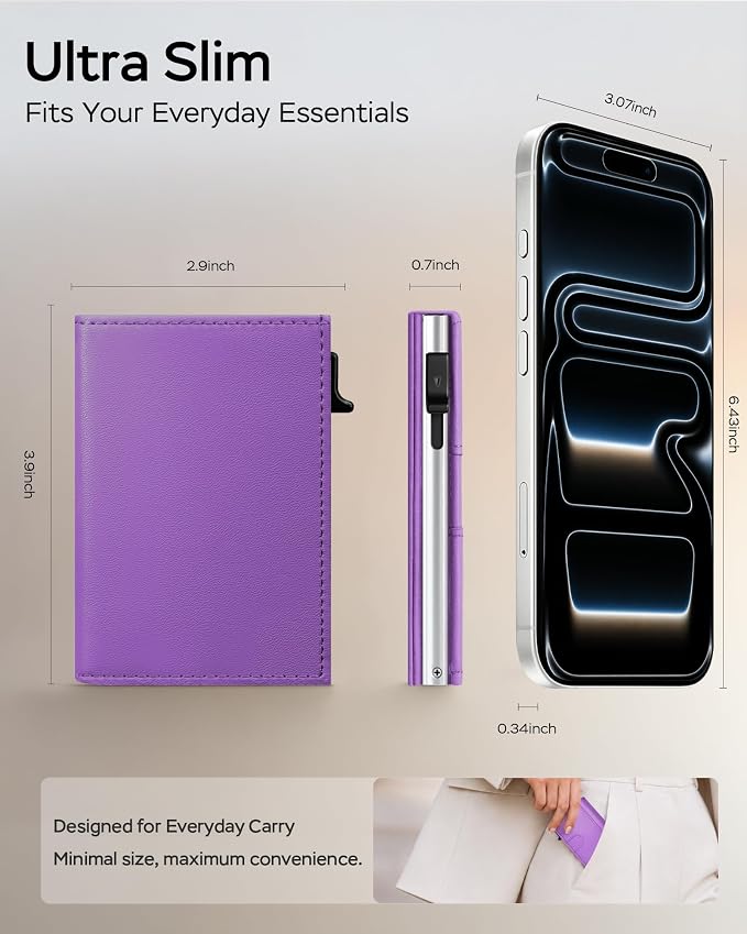 Womens Wallet with RFID Blocking Pop up Card Holder Slim Small Minimalist | 2026 Stylish Credit Card Wallet Holds 9-11 Cards and Cash, trifold, Anti Theft, ID Window, Premium Leather, Gift for Women - Image 5