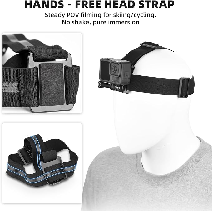 BRDRC Accessories Kit for GoPro, Head Chest Mount Strap Harness Backpack Clip Holder Wrist Strap, 360°Rotating Adapter + Quick Release for DJI Action 5 Pro 4 3, for Go Pro Hero Camera Accessory Bundle - Image 5
