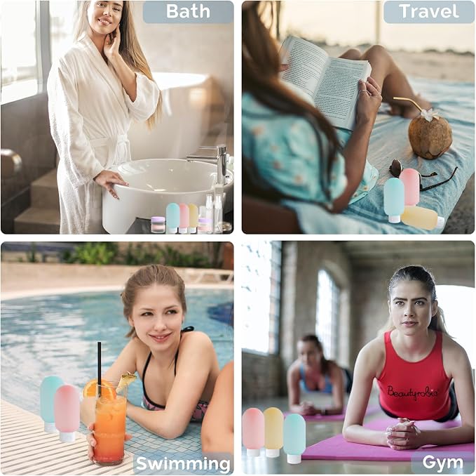 Travel Bottles for Toiletries 6 Pack, Leakproof 2 oz Tsa Approved Travel Size Containers, BPA Free Plastic Shampoo and Conditioner Bottles, Camping Travel Essentials (Multicolor - B) - Image 6
