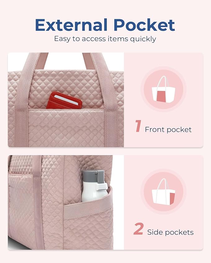 BAGSMART Crush Tote Bag for Women, 20L Puffer Work Tote with Zipper, Travel Essentials Quilted Nurse Hospital Bag - Image 6