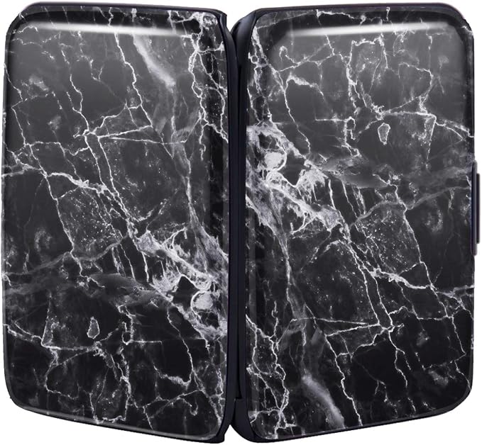 Coco Rossi Credit Card Holder RFID Aluminum Small Mini Wallet Women | Metal Wallet, Business Cards Holder, ID Case, Slim Sleeves, Womens Girls Gift, Carry Wallets for Travel, Black Marble - Image 6