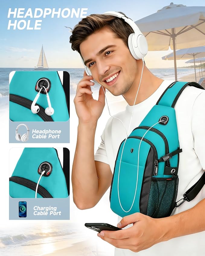 Sling Bag for Women, Turquoise Anti-Theft Crossbody Bag with Water Bottle Pocket, Summer Travel Essentials for Beach, Theme Park & College, Compatible with 11 inch iPad, Switch 2 | Versatile Daypack - Image 7