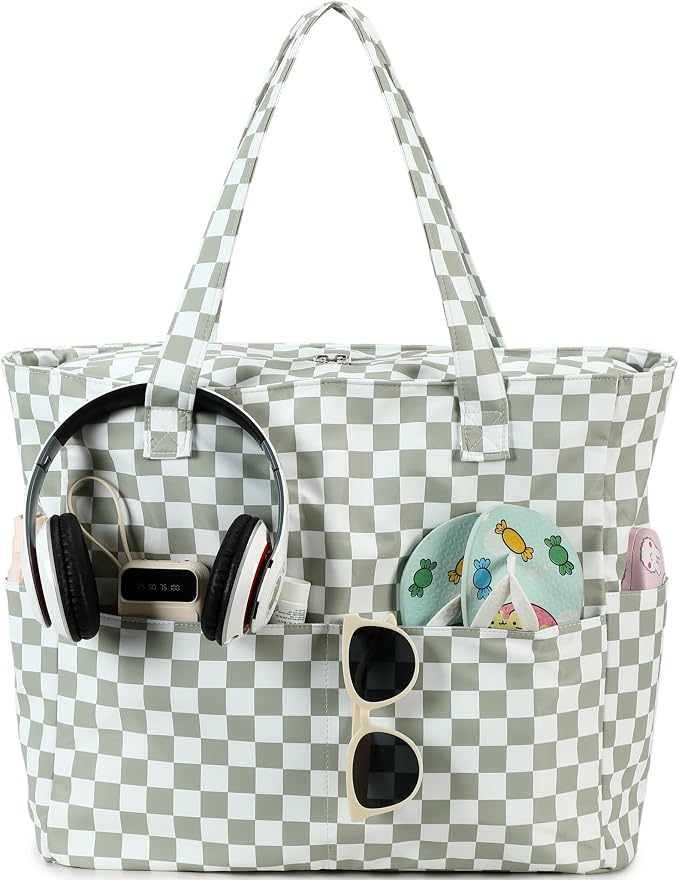 LEDAOU Beach Bag Waterproof Sandproof Women Beach Tote Pool Bag with Zipper for Swim Gym Grocery Travel with Wet Pocket | Sandproof by LEDAOU