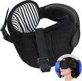 SARISUN Travel Pillows for Airplanes, Stable Head Support, Travel Essential | Airplane Pillow with Eye Mask, Seat Strap Secures to Headrest, for Stop Bobblehead, for Long Flight Road Trip, Stripe Black by SARISUN