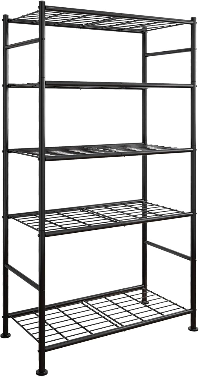 Sakugi Storage Shelves - 5 Tier Shelf Organizer, Heavy Duty Garage Shelving Unit with Leveling Feet, Stable Metal Shelves Organizer for Pantry, Kitchen and Closet, 33.0" W x 12.6" D x 72.0" H, Black by Sakugi