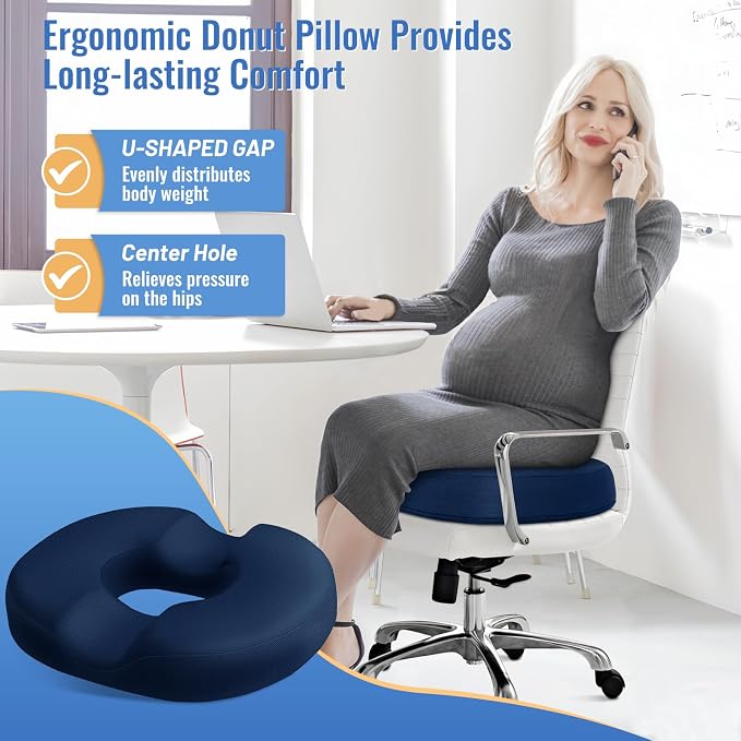 CloudBliss Donut Pillow Stadium Seat Cushion for Tailbone Pain Relief and Hemorrhoids, Memory Foam Seat Chair Cushion, Portable Seat Cushions for Bleachers, Car, Home & Office - Image 5