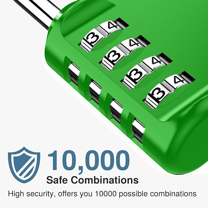 Puroma 2 Pack Combination Lock Locker 4 Digits Combo Padlock Gym Green | For School Gate Fence Toolbox Hasp Storage, Outdoor, Resettable, Weatherproof, Side Window, Crack Cut Resist, Hardened Steel - Image 2