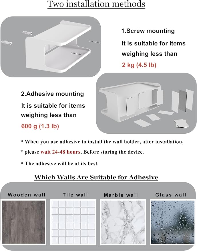 Bedside Wall Shelf Organizer, Small Bedside Shelf, (White) | Wall Mount for Bed, Stick on Wall Shelf, Double Tray Holder for Storing Cellphone, Glasses, Keys, Camera , Alarm Clock - Image 6