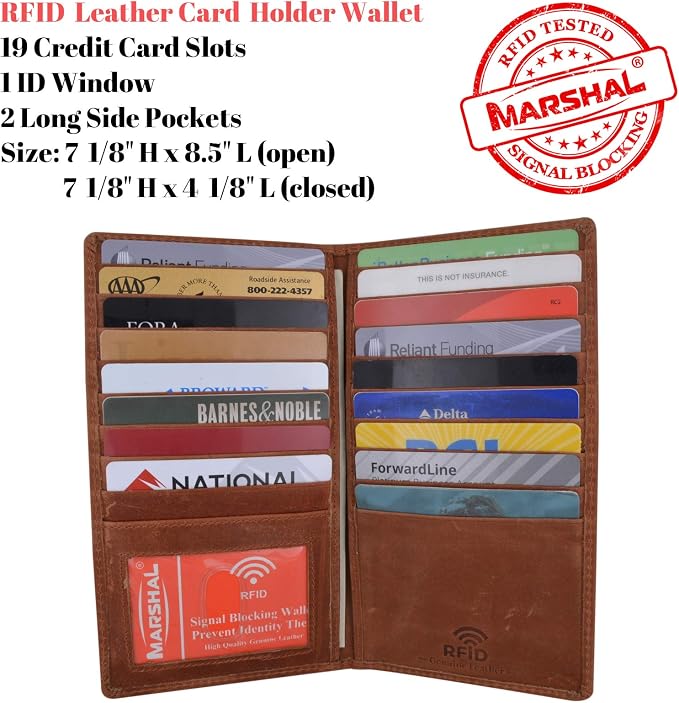 Marshal Bifold Genuine Leather RFID Blocking Credit Card ID Holder Tall Wallet (Antique) - Image 4