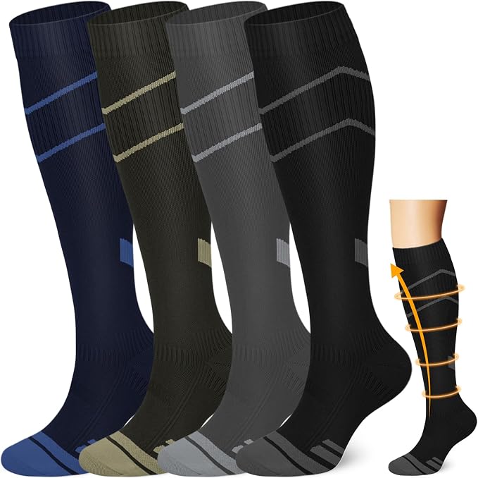 ACTINPUT Copper Compression Socks Men & Women 4 Pairs,Best Support for Nurses,Running,FLying,Athletic by ACTINPUT