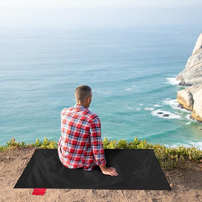 Odoland Sandproof Beach Blanket, Waterproof Portable Mat with Carry Pouch | 43.3“x27.5” Quick Drying & Foldable Lightweight Sand Free Beach Mat Tarp for Hiking, Camping, Travel, Red - Image 7