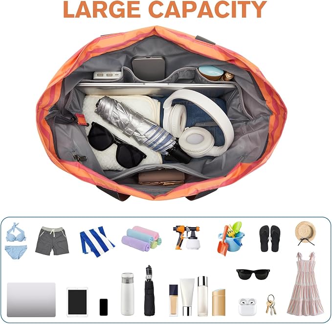 G4Free Beach Bag, Waterproof Sandproof Beach Tote Bag, Large Capacity Foldable for Women - Image 8