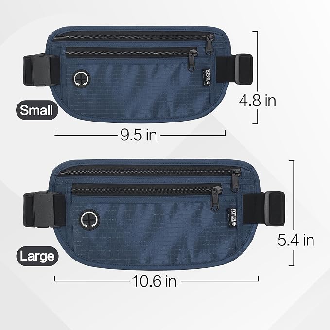 Slim Money Belt for Travel - Anti-Theft Hidden Passport Holder Waist Wallet with Secure Pouch for Cash, Credit Cards & Phone Safe Small Navy Blue - Image 2