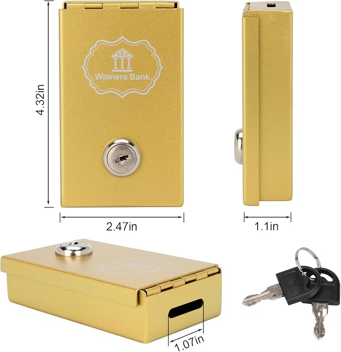 4.3 x 2.5 Inches Metal Box for Gambler with 2 Keys | Winners Bank Portable Safe Casino Money Pocket Sized Cash Box, Mini Lock Box Gambling Box For Cash Saving Go Home Money - Image 7
