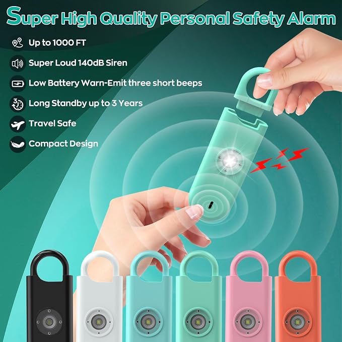 Fauxomor 140dB Personal Safety Alarm for Women 9pack Self Defense Keychain | Super Loud Siren with Low Battery Notice & Strobe Light, Long Battery Life, Portable for Kids Seniors College Girls - Image 3