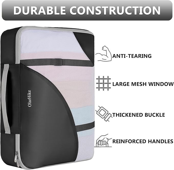 OlarHike 8 Set Packing Cubes for Travel,Gifts for Women Mom,Anti-Tearing Suitcase Organizer,with Over 1000 pcs Mesh Holes,Vacation Essentials & Accessories for Cruise Ship - Image 4