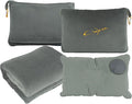 Travel Blanket and Pillow Set for Airplane, 300 GSM Soft Fleece Compact Travel Blanket with Inflatable Pillow and Carry Bag, 60x43 Inches, Grey by CLEXION