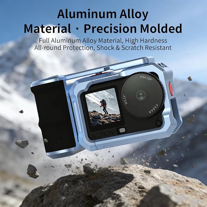 YETAKKR Camera Protection Kit for DJI OSMO Action 6 Aluminum Grip Set - 11-Piece Bundle: Street Photography Handle + Protective Cage + 9H Screen Protector + Wrist Strap Bundle Accessories - Image 4