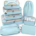 Shacke 8 Set Packing Cubes for Travel, Shoe & Toiletry Bags (Sky Blue) | Complete Suitcase Organizer Bags Set: 4 Luggage Packing Cubes + Laundry, Shoe, Toiletry & Accessories Bags for Any Trip by Shacke