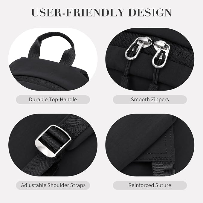 Mini Backpack for Women Fashion Small Backpack Purse Lightweight Daypack for Work Trave Daily,Black - Image 5