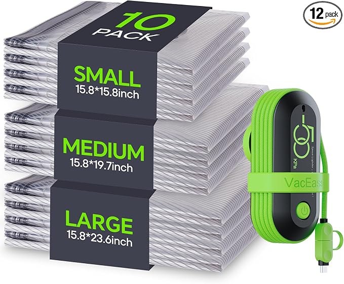 Vacbird Vacuum Bags for Travel with USB Pump, 10 Pack Carry-on Size Compression Packing for Luggage and Suitcase, Space Saver Bags for Clothes and Clothing Travel by Vacbird