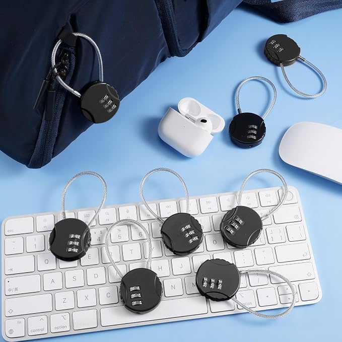 448 Pack 3 Digit Combination Cable Padlock,Black | Resettable for Gym Locker Luggage Backpack, Waterproof Outdoor Security, Small Combo Lock for Travel School Storage - Image 5