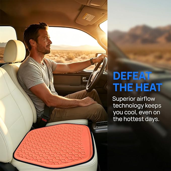 Zpana Gel Car Seat Cushion, Non-Slip & Comfortable Automotive Chair Protector Pad for Driving, Breathable Vehicle Interior Mat Cover Accessories, Universal Fit (Orange) | Comfortable Automotive Chair Protector Pad, Vehicle Interior Mat Cover Accessorie... - Image 5